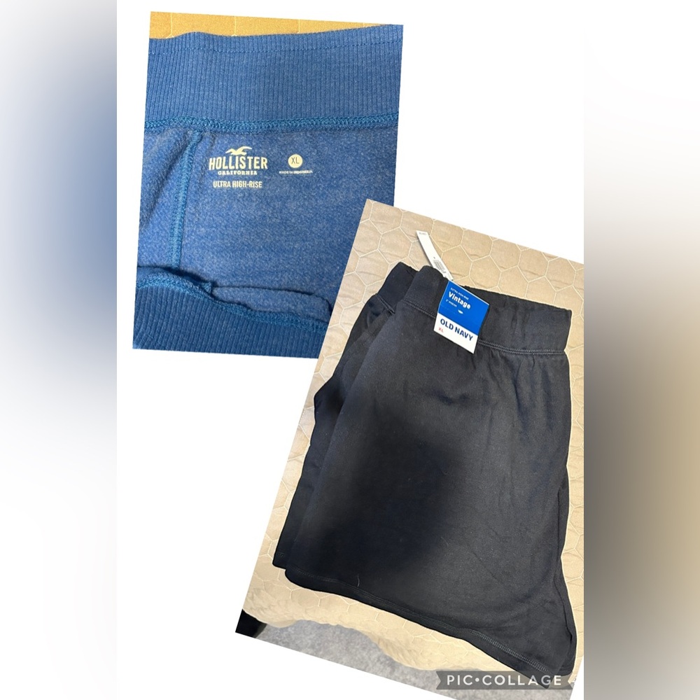 Old Navy black shorts and Hollister blue shorts